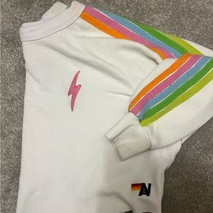 Aviator nation striped crop sweatshirt